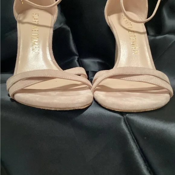 Stuart Weitzman “Nudest II” in Blush Pink Suede Ankle-Strap, Summer Heels 8 - Picture 7 of 9